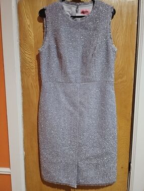 Kate Spade Sleeveless Silver Sparkle Sheath Dress